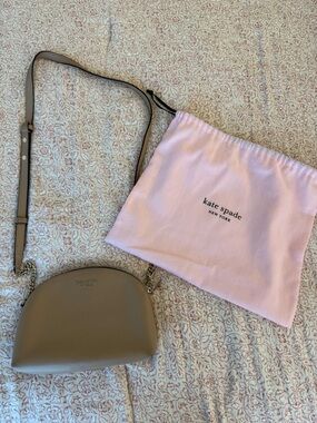 kate spade taupe leather crossbody with chain strap